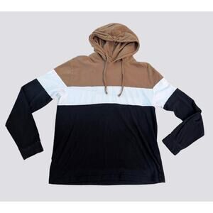 Denim & Flower Colorblock Jersey Cotton Hoodie - L